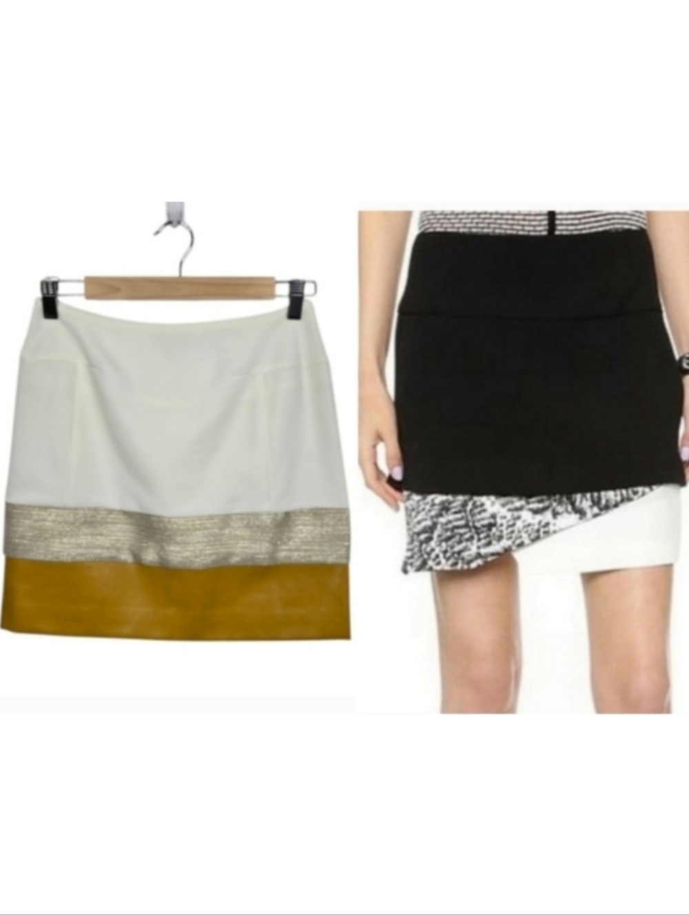Helmut Lang Multi-Layer Mini Skirt Black White & Women's 2